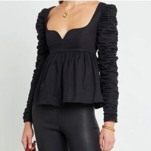 KWOT Alice Sweetheart Peplum Black Top